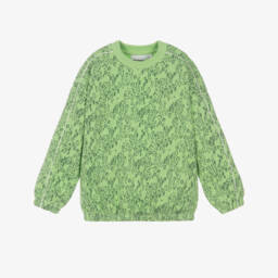 سويتشيرت قطن عضوي بطبعة فهد لون أخضر