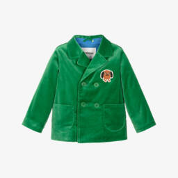 Пиджак зеленый бархатный с нашивкой собаки