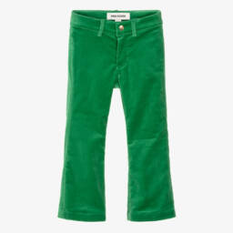 بنطلون مخمل برقعة شعار كلب لون أخضر