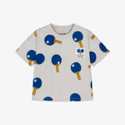 Grey Cotton Table Tennis Print T-Shirt