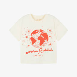 تيشيرت بطبعة سوسايتي قطن عضوي لون عاجي 