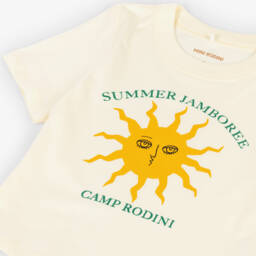 Mini Rodini-Ivory Sun Print Organic Cotton T-Shirt | Childrensalon
