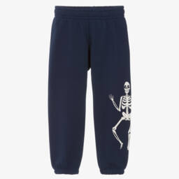 Navy Blue Organic Cotton Skeleton Print Joggers