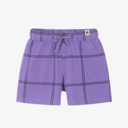 Purple Organic Cotton Windowpane Check Shorts