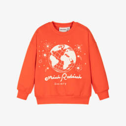 Свитшот красный хлопковый с принтом планеты Земля