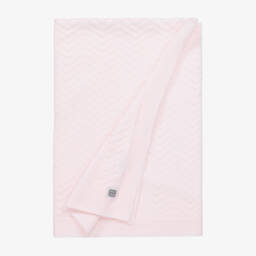 Minutus-Baby Girls Pink Chevron Pattern Knitted Blanket (90cm) | Childrensalon