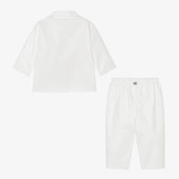 Minutus-Ivory & Blue Cotton Star Baby Pyjamas | Childrensalon