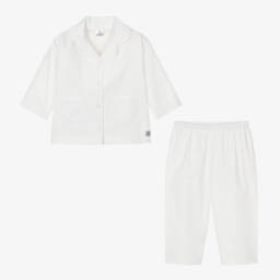 Minutus-Ivory & Blue Cotton Star Baby Pyjamas | Childrensalon