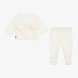 Minutus-أفرول بيبي غرو أكريليك محبوك لون عاجي- قطعتان | Childrensalon