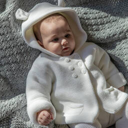 Minutus-White Hooded Pram Coat & Trouser Set | Childrensalon