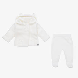Minutus-White Hooded Pram Coat & Trouser Set | Childrensalon