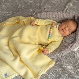 Minutus-بطانية قطن محبوك لون أصفر للأطفال (94 سم) | Childrensalon