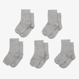 Minymo-Grey Cotton Socks (5 Pack) | Childrensalon