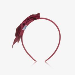 Miranda-Girls Burgundy Red Velvet Bow Hairband | Childrensalon