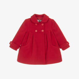 Miranda-Girls Red Felted Double-Breasted Coat | Childrensalon