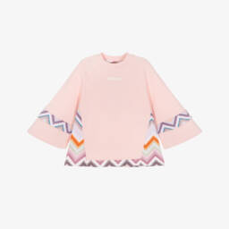 Girls Pink Cotton Sweatshirt with Zigzag Back
