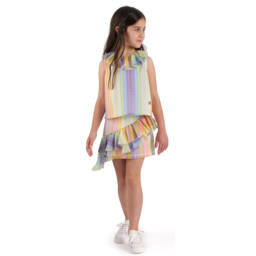 Missoni-Girls Rainbow Print Cotton & Silk Top | Childrensalon