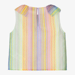 Missoni-Girls Rainbow Print Cotton & Silk Top | Childrensalon