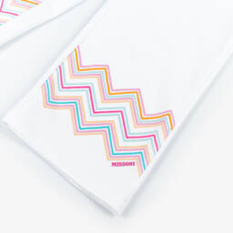 Missoni-Girls White Zigzag Cotton Joggers | Childrensalon