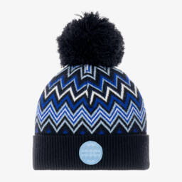 Boys Black & Blue Zigzag Knitted Hat