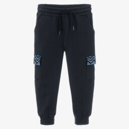 Boys Black Joggers with Zigzag Print