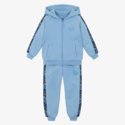 Boys Mid-Blue Cotton Hooded Tracksuit