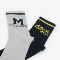 Mitch & Son-Boys Navy Blue & Grey Cotton Socks (2 Pack) | Childrensalon