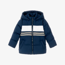 Boys Navy Blue & White Puffer Jacket