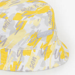 Mitch & Son-Boys Yellow & Grey Scribble Logo Sun Hat | Childrensalon