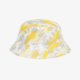 Mitch & Son-Boys Yellow & Grey Scribble Logo Sun Hat | Childrensalon