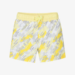 Boys Yellow & Grey Scribble Swim Shorts