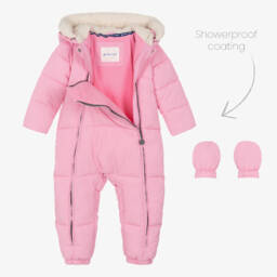 Mitty James-Baby Girls Pink Puffer Snowsuit | Childrensalon