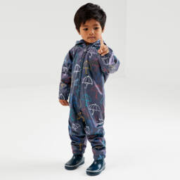 Mitty James-Blue Hooded Waterproof Umbrella Rainsuit | Childrensalon