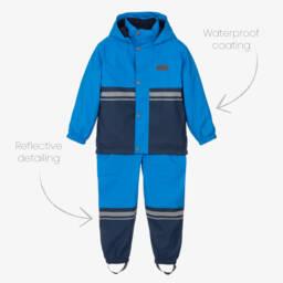 Mitty James-Blue Waterproof Raincoat & Salopettes | Childrensalon