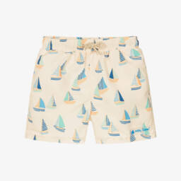 شورت سباحة بطبعة قارب لون بيج للأولاد