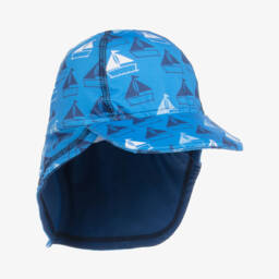 قبعة شمس بشعار قارب لون أزرق للأولاد (+UPF 50)