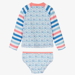 Mitty James-Girls Blue Shell & Stripe Tankini (UPF 50+) | Childrensalon