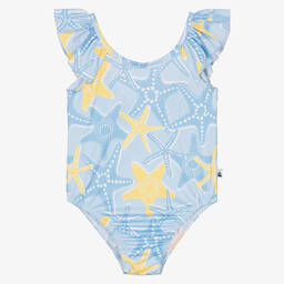 Mitty James-Girls Blue Starfish Swimsuit (UPF50+) | Childrensalon