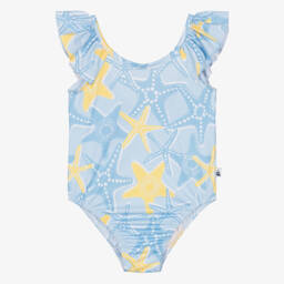 Mitty James-Girls Blue Starfish Swimsuit (UPF50+) | Childrensalon