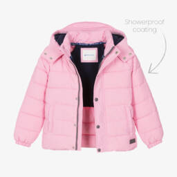 Mitty James-Girls Pink Showerproof Puffer Coat | Childrensalon