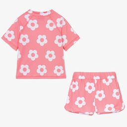 Mitty James-طقم سباحة لون زهري وأبيض بطبعة ورود | Childrensalon