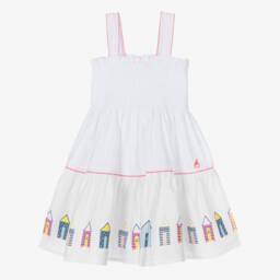 Mitty James-Girls White Cotton Beach Hut Dress | Childrensalon