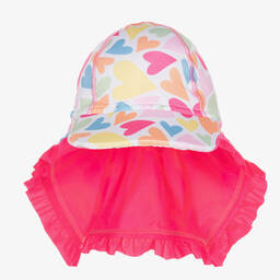 Mitty James-قبعة ليجونير بطبعة قلوب لون أبيض مزينة بكشكش (UPF 50+) | Childrensalon