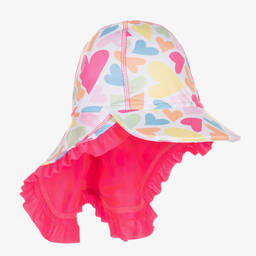 Girls White Heart Legionnaire's Hat (UPF 50+)