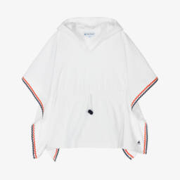 Mitty James-Girls White Hooded Towelling Poncho | Childrensalon