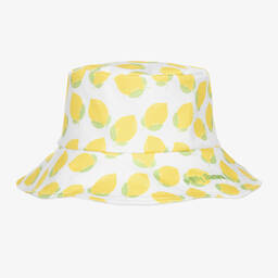 Girls White Lemon Bucket Hat (UPF 50+)