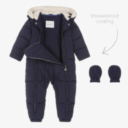 Mitty James-Navy Blue Puffer Baby Snowsuit | Childrensalon