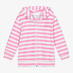 Pink Cotton Towelling Zip-Up Hoodie