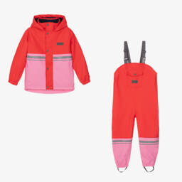 Mitty James-Red & Pink Waterproof Raincoat & Salopettes | Childrensalon