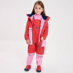 Mitty James-Red & Pink Waterproof Raincoat & Salopettes | Childrensalon